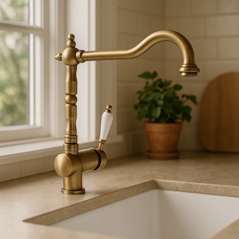 PB Vintage Robinet de bucătărie Nostalgic robinet de fereastră pliabil Bronz 1208953756